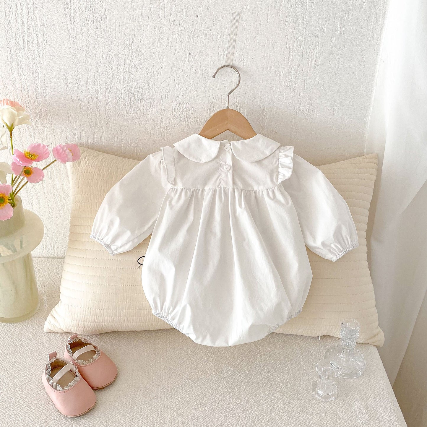 Spring New Arrival Baby Girls Cute Rabbits and Heart Pattern Long Sleeves Onesies-2